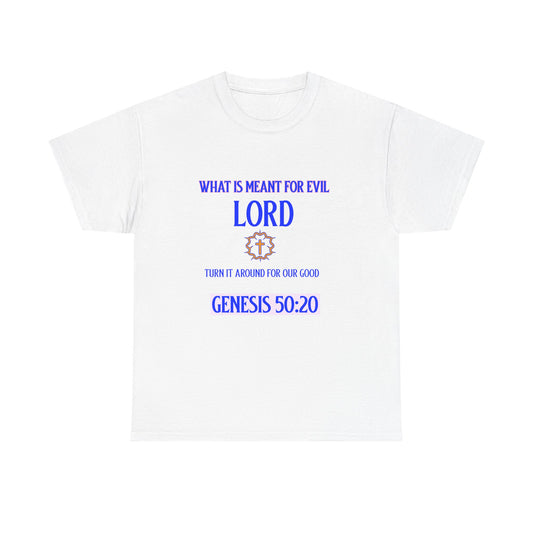 Inspirational Unisex Heavy Cotton Tee - Genesis 50:20 Design