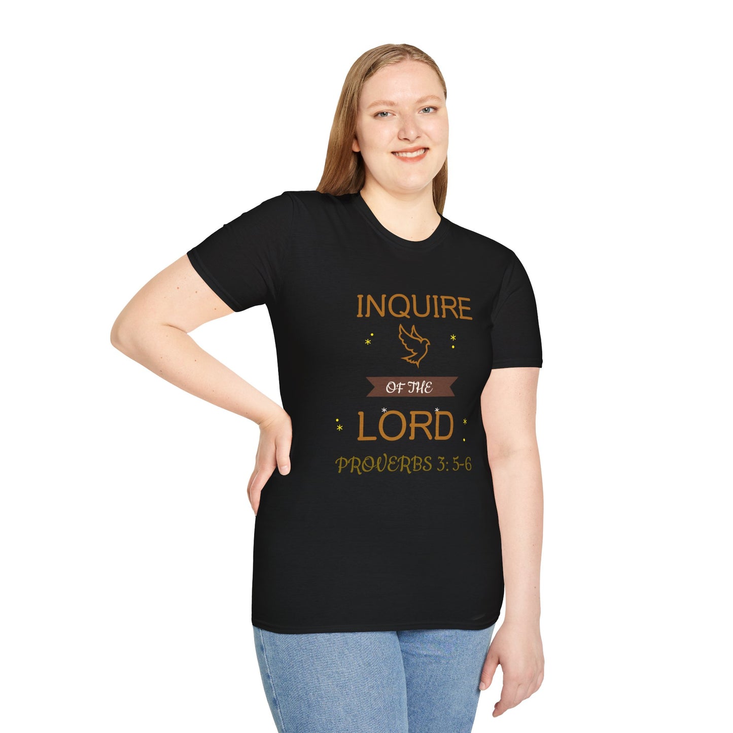 Inquire of the Lord T-Shirt - Unisex Softstyle Tee with Proverbs 3:5-6