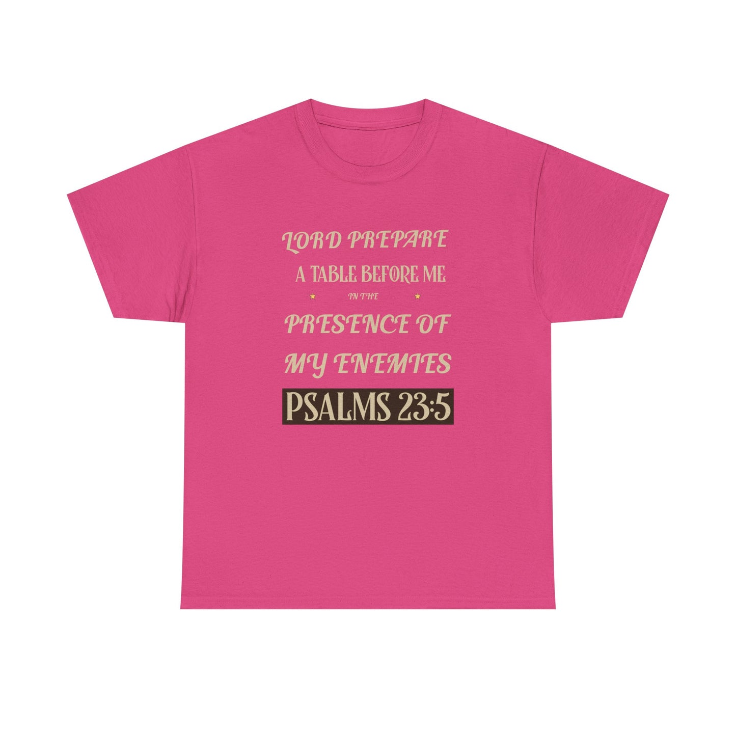 Inspirational Psalms 23:5 Unisex Heavy Cotton Tee - Faith & Strength Shirt